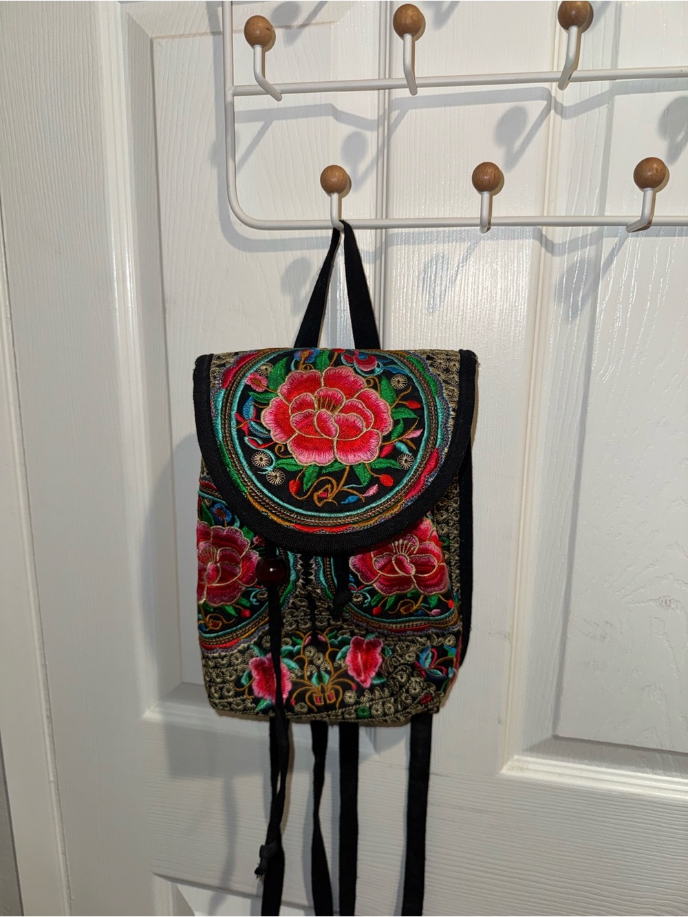 Handmade Embroidered Floral Backpack